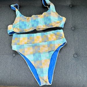 Aerie patchwork blue Bikini set